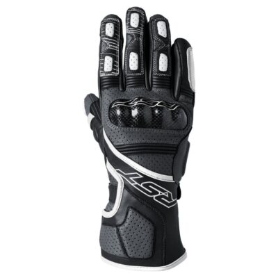 RST Fulcrum CE Breathable Leather Motorcycle Sport Glove - Grey / Black / White