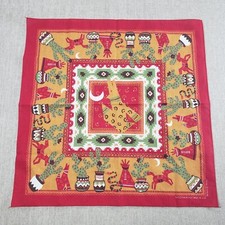 Vtg Springs Bandana Southwestern Wolf Teepee Cactus RN16463 21x21 Made In USA