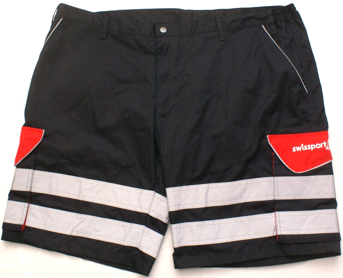 Swissport Workwear Reflective Stripes Cargo Shorts Navy Blue, Big