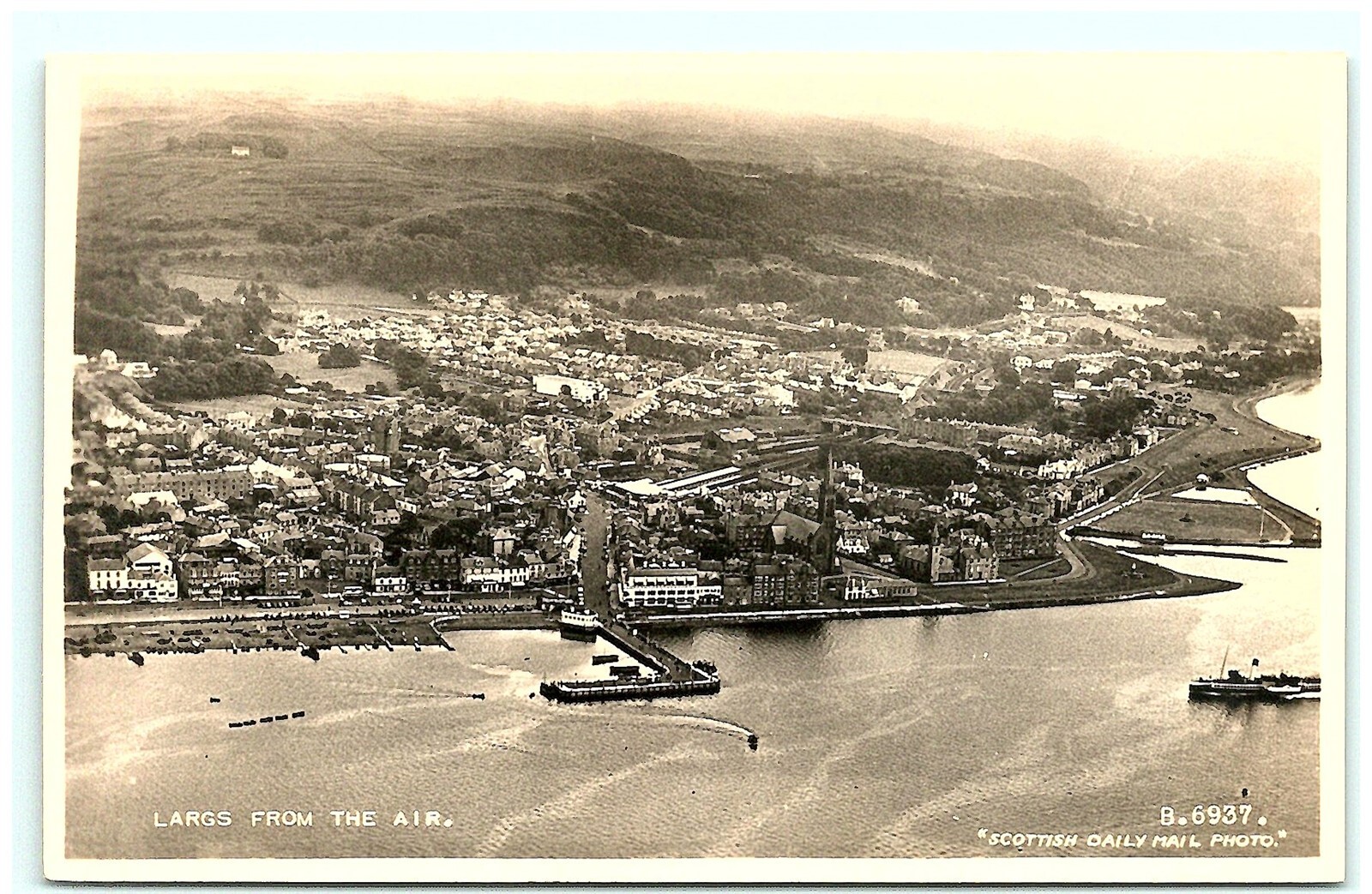 S04-3692, Largs From The Air, Vinatage Valentine's Real Photo Postcard