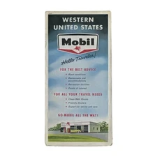 Vintage Mobil Gas Oil Western United States Highway Road Travel Map Driving