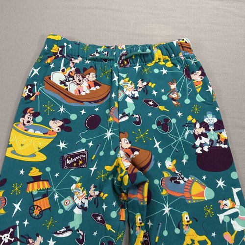 Disney Sweatpants Girls 13 Green Minnie Mickey Mouse Fleece Lounge 25x27 Teen - Picture 3 of 11