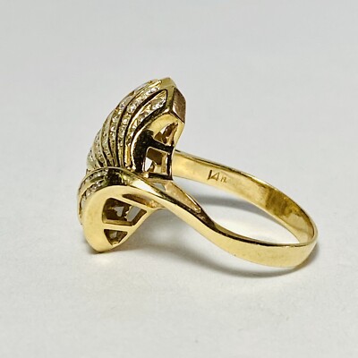 【wingbling】14k Evgenia Rough Diamond Ring キム ソウン着用 Vintage Hong Kong 14K Yellow Gold Fan 0.79ctw Diamond Size 7