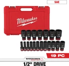 Milwaukee 49-66-7012 19PC SHOCKWAVE Impact Duty 1/2" Drive SAE Socket Set