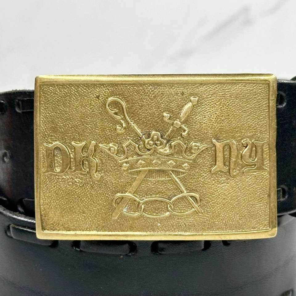 DKNY Vintage Black Genuine Leather Laced Western Style Belt Size Small S - Image 2 of 4