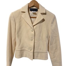 Harve Benard Petite Cream Wool Cashmere Blend Cropped Blazer Jacket 6P 97P 3351