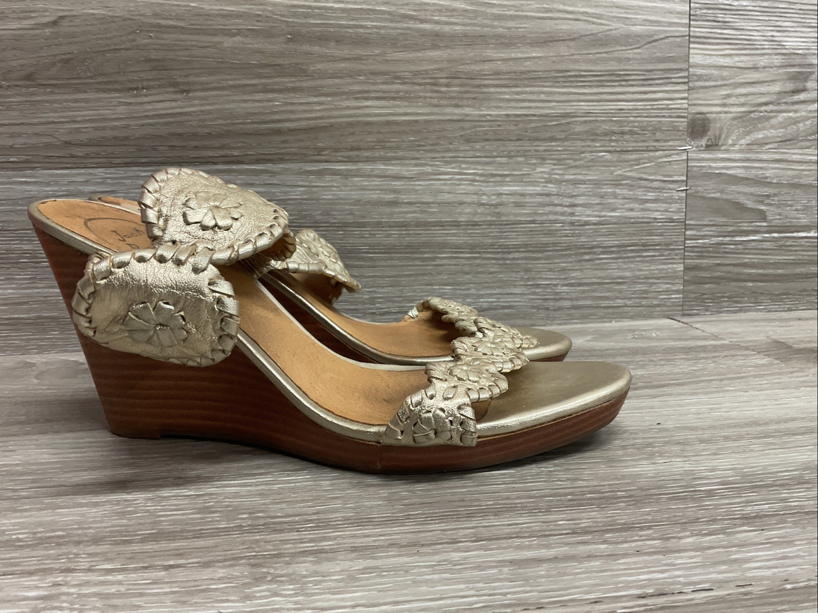 PANTOFOLA D’ORO Sandali con zeppa alta Jack Rogers in pelle dorata 8 5