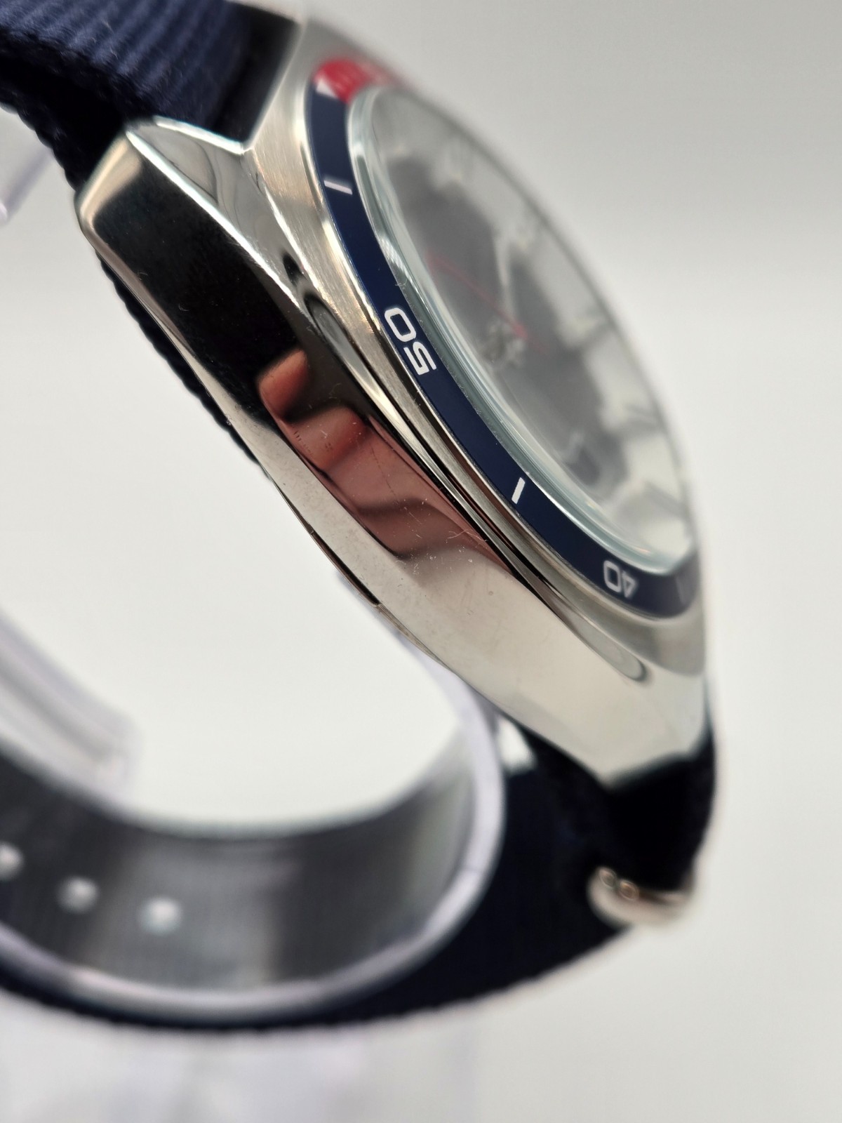 Caravelle/Bullova 40mm Stainless Steel Case w/ Blue Nylon Strap