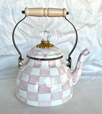 MacKenzie-Childs Rosy Check Enamel Tea Kettle - 2 Quart, New in Box