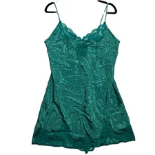 Vintage Val Mode Lingerie Womens 6 Green Strap Lace Slip On 80s