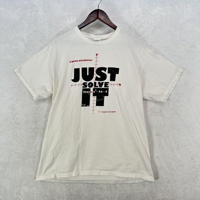 Vintage Just Solve It Shirt Mens Large White Math Algebra Parabola Graph Tee