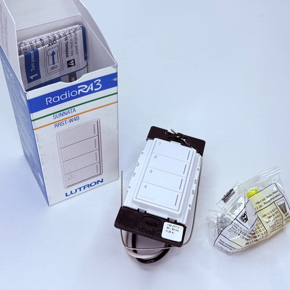 Lutron RadioRA 3 RRST-W4B-WH Sunnata 4-Button Keypad - White - NEW - Image 2 of 3