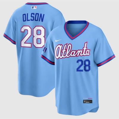 Men's Atlanta Braves City Connect Powder Blue Baseball Jersey Fan T- Shirt S-5XL
