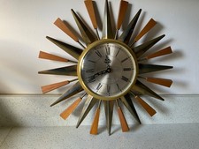 Vintage 1970s Metamec Starburst clock Midcentury Retro wall Clock Flame working
