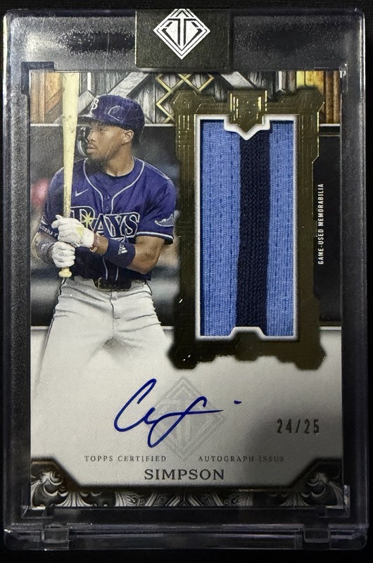 2025 Topps Transcendent Chandler Simpson RC Patch Auto /25 Showcase Rays