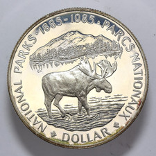 Proof 1985 Canadian Elizabeth II (National Parks Moose) 36.07mm Silver Dollar #2