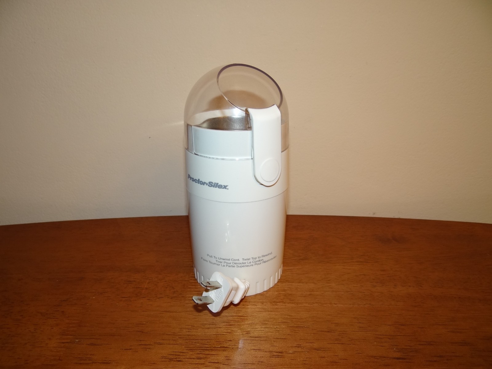 Proctor Silex E160B Electric Coffee Herb Spice Grinder White w/ Retractable Cord