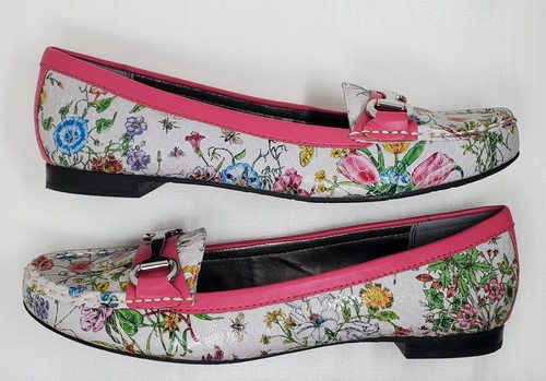 Mocasines planos de cuero con estampado floral gris rosa estrecho Ros Hommerson 'Regina' 11 - Imagen 9 de 9