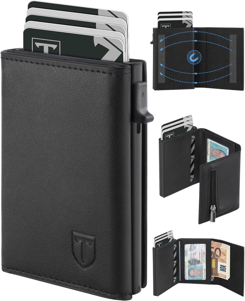 Portefeuille Homme Cuir Véritable TEEHON Porte-Cartes Pochette porte-monnaie - Photo 1/4