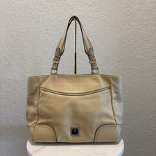 MCM Light Yellow Studded Tote Zip Leather Bag