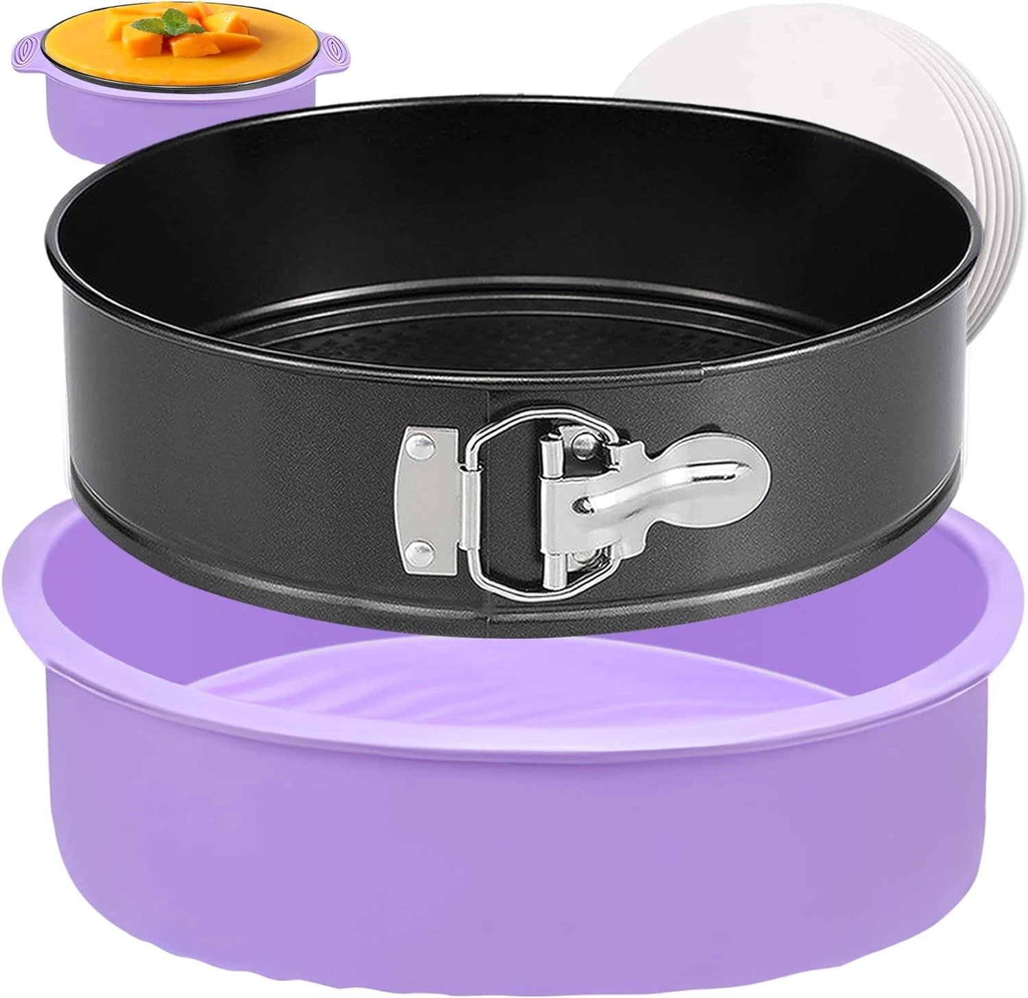 9 Inch Nonstick Springform Pan with 50 Pcs Parchment Paper for Baking