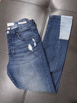 Vintage America Jeans Womens Sz 4Blue Embroidered Patchwork Distressed