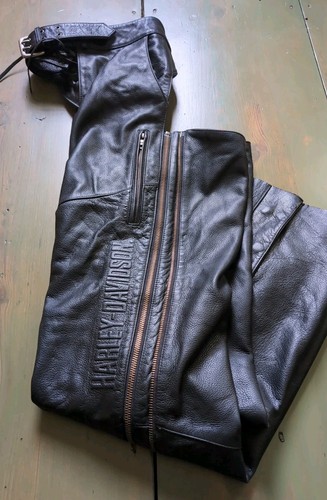 Harley Davidson XL Men's DELUXE Leather Chaps | Motorcycle Riding Chaps