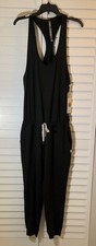 Vuori Women's Black Sleeveless Jumpsuit Drawstring Waist Stretch Size L