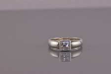 Sterling Silver Boxed Princess Cut Cubic Zirconia Band Ring 925 Sz: 7