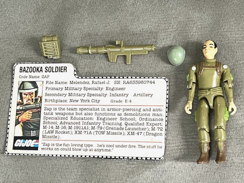 Vintage 1982 Hasbro GI Joe ARAH Straight Arm ZAP (v1) 100% Complete File Card