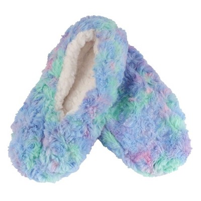 BambooMN Adult Women's Soft Warm Cozy Fuzzy Tie Dye 5-6, 07 Caribbean Waves 