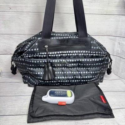 Skip Hop Weekender Diaper Bag Black Polka Dot Lightweight Travel Tote Toy/Pad