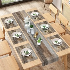 ArtSocket Farmhouse Table Runner and Placemats Set of 6, Abstract Brown Grey ...