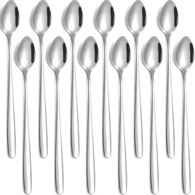 Latte Macchiato Spoon Set, 12-Piece 19.8 cm Long Handle Ice Cream Spoon, Long...