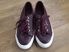 SUPERGA BURGUNDY NON LEATHER TRAINERS PUMPS SHOES UK 5 LOVELY FOR SPRING