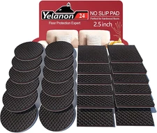 Yelanon Non Slip Furniture Pads -24 Pcs 2.5" Furniture Grippers, Non Skid for Fu
