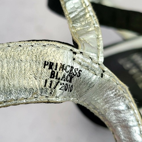 STUART WEITZMAN Kids Silver Black Ankle Strap Sandal 1 Girls Beads Sparkle Bow - Picture 11 of 11