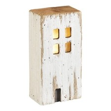 Lampada da tavolo a Led a forma di casetta in legno shabby chic vintage 20x10x6