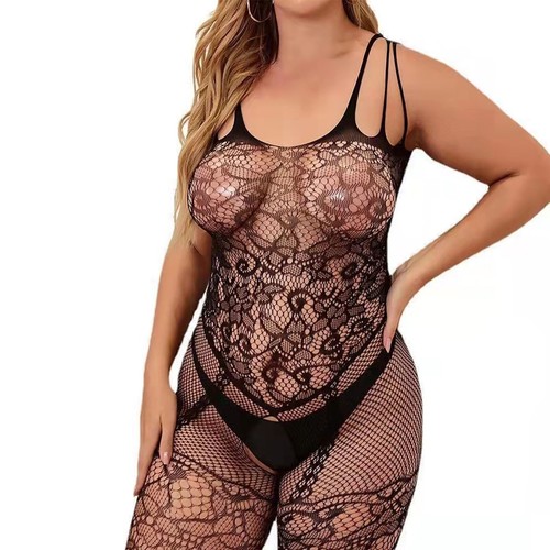 Lingerie Body Stocking Queen Size Mesh Fishnet Garter Sexy Stretch Bodysuit Plus - Picture 5 of 6