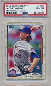 2014 14 Topps Update Jacob Degrom Throwing Camo SP PSA 10 #48/99 jersey # US50