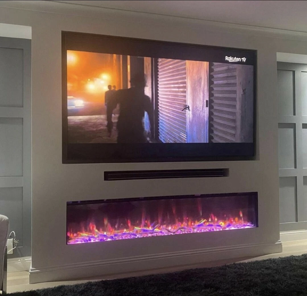 Fireplace tv stand with glass embers online