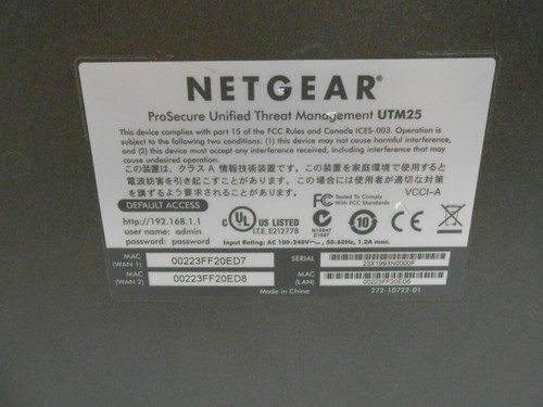 NETGEAR ProSecure UTM25 Unified Threat Management Firewall Security Switch - Picture 6 of 6