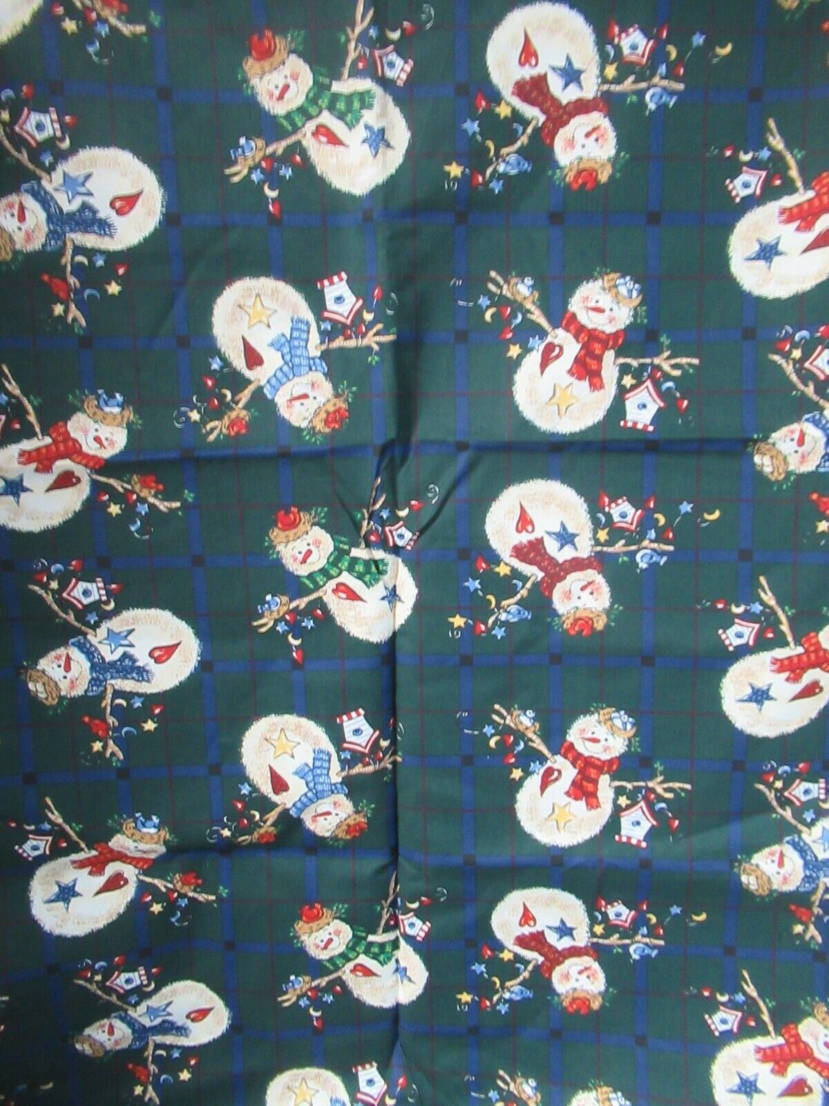Vintage Ranking TOP19 Snowman W STICK ARMS BIRD HOUSES NEW FABRIC 1Y COTTON 44