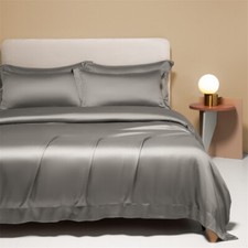Bedding Set 4pcs Duvet Cover Flat / Fitted Sheet 2 Pillowcases Nature Silk Blend