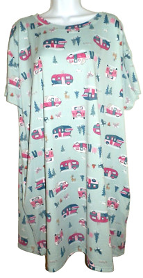 New Womens 2X/3X Camping Happy Camper Sleepshirt Joyspun Pockets!