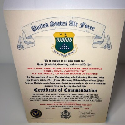 U.S.A.F. / AIR FORCE MORTUARY AFFAIRS OPERATIONS - CERTIFICATE OF COMMENDATION