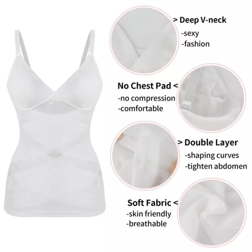 Prendas moldeadoras con cuello en V y sujetador incorporado control de abdomen adelgazante entrenador de cintura EE. UU. para mujeres - Imagen 11 de 25