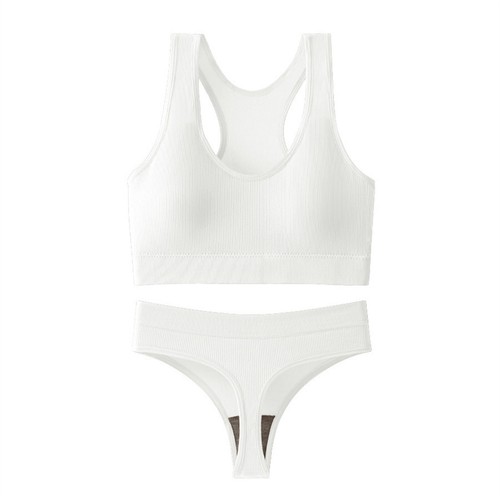 Damen-Unterwäsche-Set nahtlos gerippt hochtaillierte Slips Unterhose mit Sport-BH - Bild 19 von 68