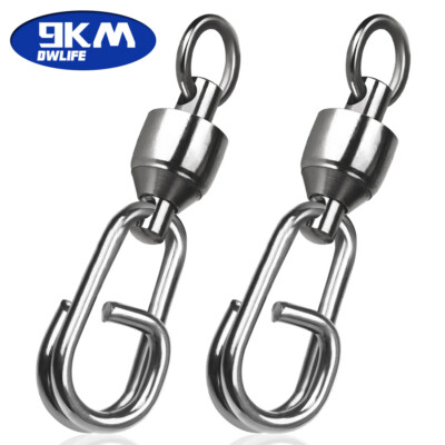 Ball Bearing Swivels with Snaps 25~100Pcs Stainless Split Ring Lure Connectors