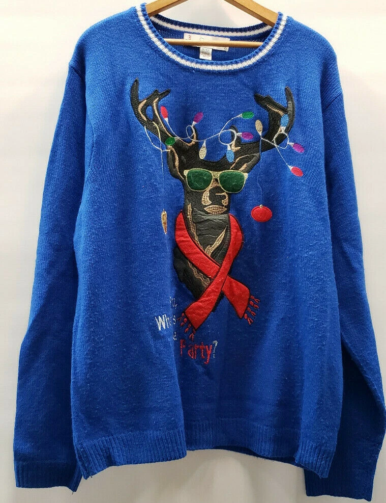 Jolly Sweaters Ugly Christmas Sweater Women size XL Royal Blue